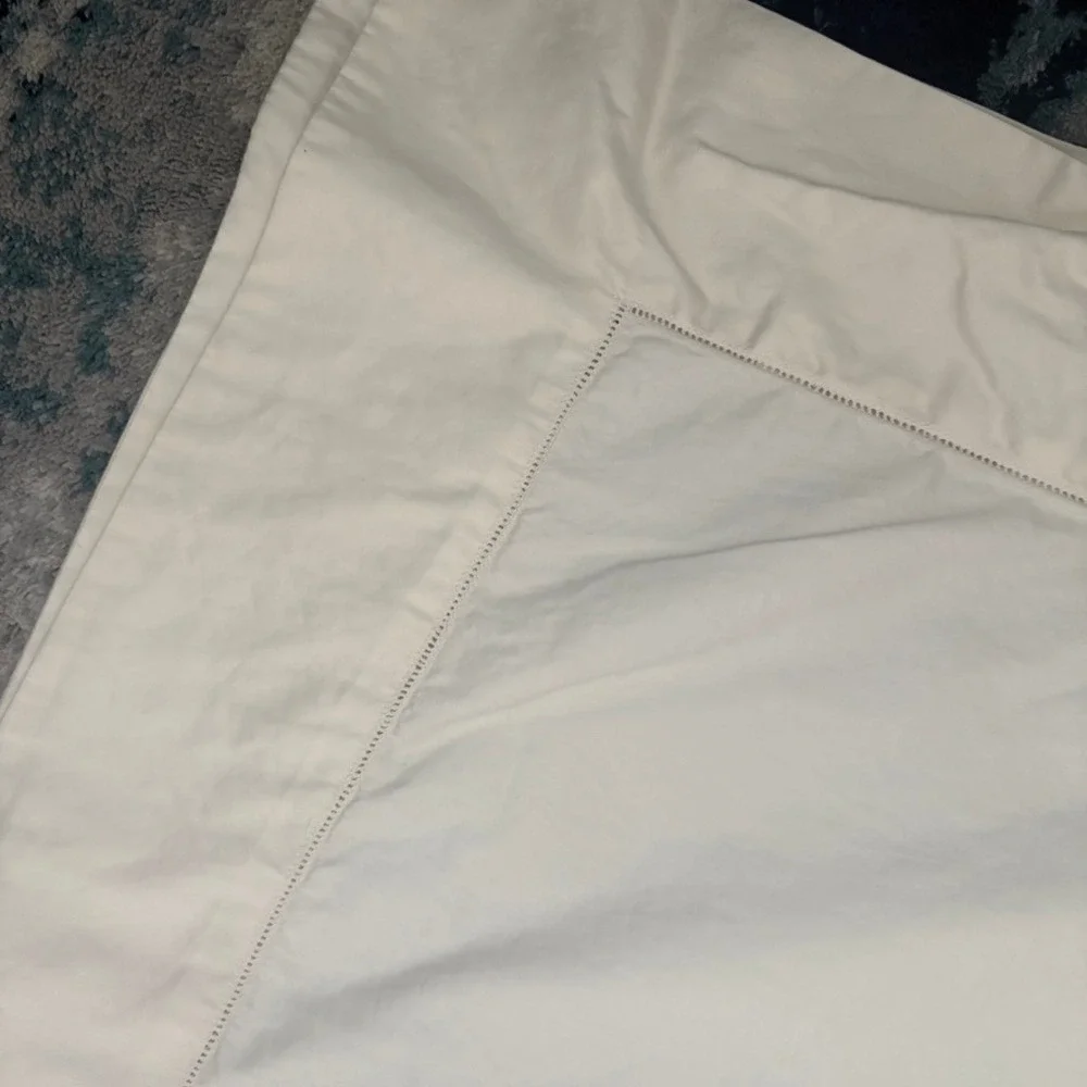 Ralph Lauren Home Hemstitched Cotton King Size Flat Sheet Ivory Luxury